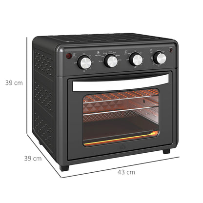 Mini Oven – Airfryer – Heteluchtoven – Tafeloven – Elektrische Oven – Zwart – 7 Kookprogramma’s – Temperatuur 90-230°C