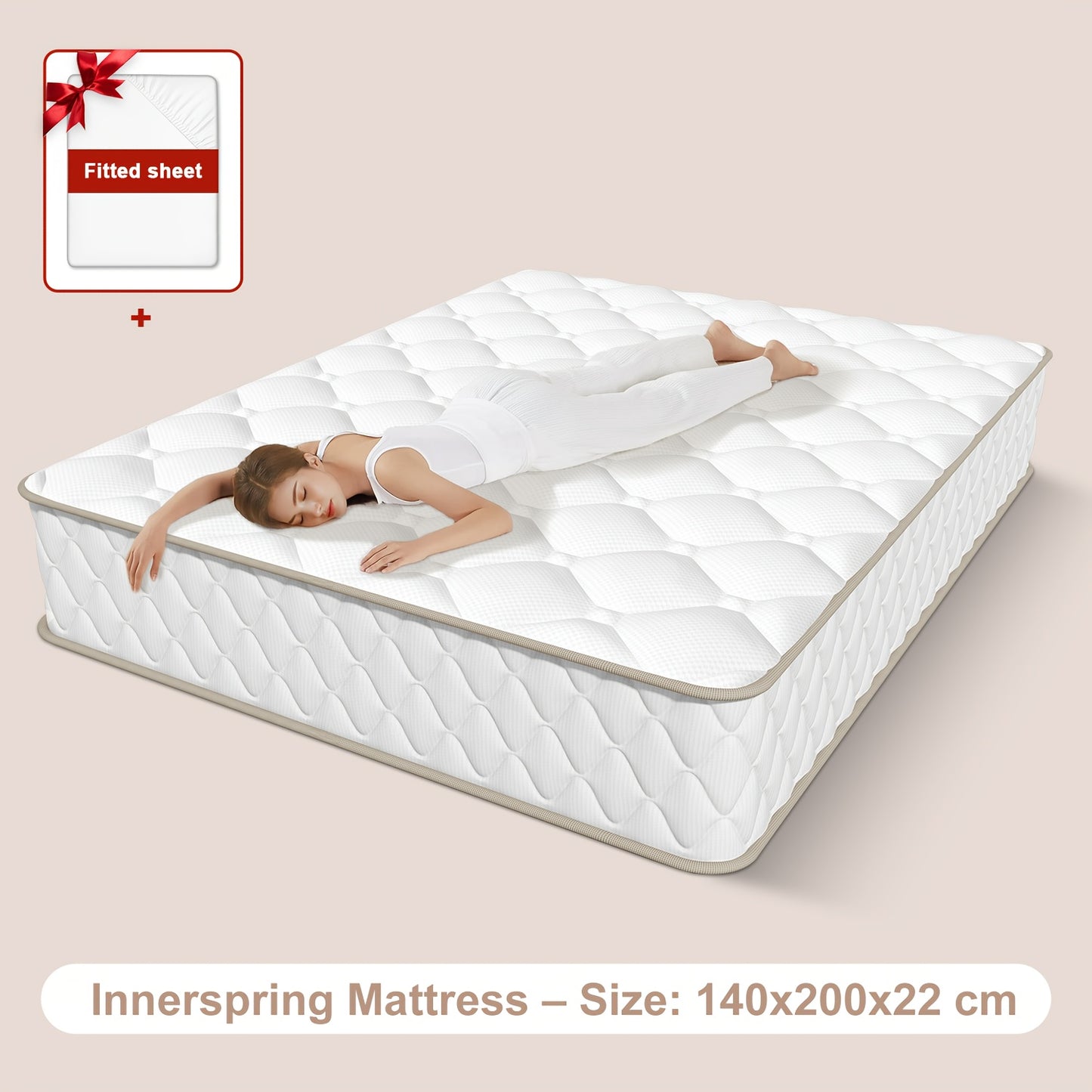 Matras – Pocketveringmatras – Tweepersoonsmatras – Koudschuimmatras – Logeermatras – 140x200x22 cm – Memory Foam Toplaag – Ademend en Bewegingsisolerend