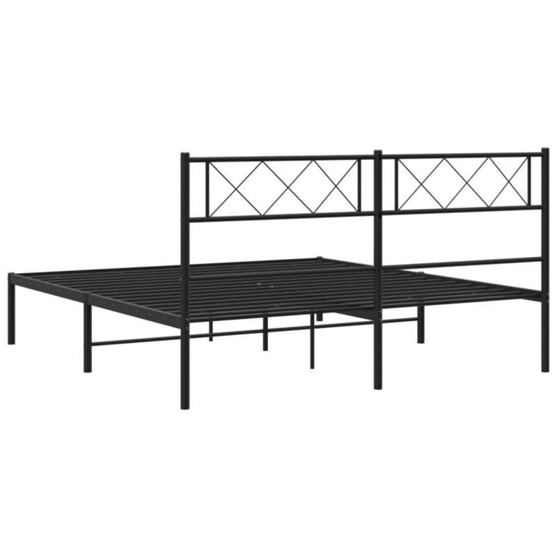 Bedframe – Bedframe Met Hoofdbord – Stalen Bedframe – Platformbed – Slaapbed – Zwart Met Hoofdbord – Stevige Metalen Constructie – Geschikt Voor 160x200 cm