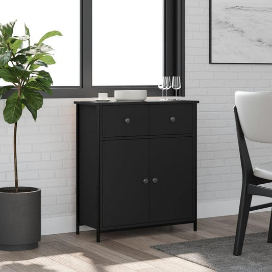 Modern Black Wood Sideboard Cabinet with Lockable Doors - 70x30x80cm Hardwood Storage Cabinet, Floor-Mounted Design, No Electricity Needed, Durable Wood Material For Living Room, Bedroom, Office Organization, Sideboard For Li