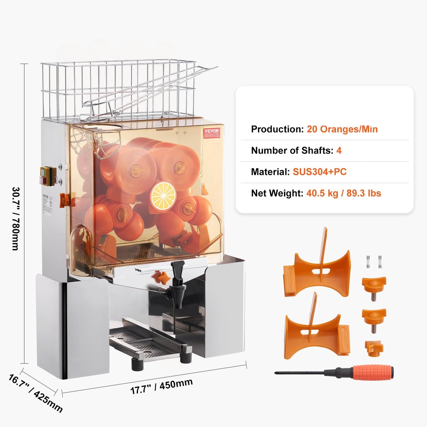 Sinaasappelpers – Citruspers – Sapmachine – Juicer – Fruitpers – 120W Krachtige Motor – Roestvrijstaal 304