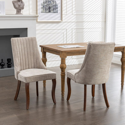 Eetkamerstoel – Keukenstoel – Stoel Voor Comedor – Dining Chair – Accentstoel – Stoffen Bekleding – Stevige Gebogen Houten Poten – Set Van 2 – Blauw