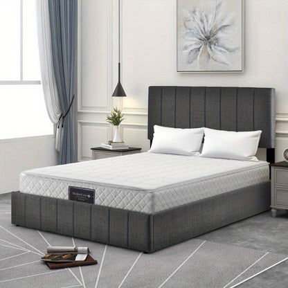 Opbergbed – Opbergboxspring – Gestoffeerd Bed – Tweepersoonsbed – Platformbed – Hydraulisch Systeem – Verstelbaar Hoofdeinde – Metalen Frame – Inclusief Matras – Ruimtebesparend