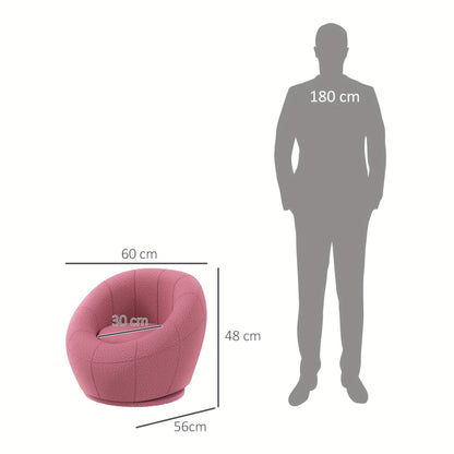Fauteuil – Draaistoel – Loungestoel – Eenpersoonsstoel – Relaxfauteuil – Zacht Roze – Met Metalen Frame – Maximale Draagkracht 120 kg