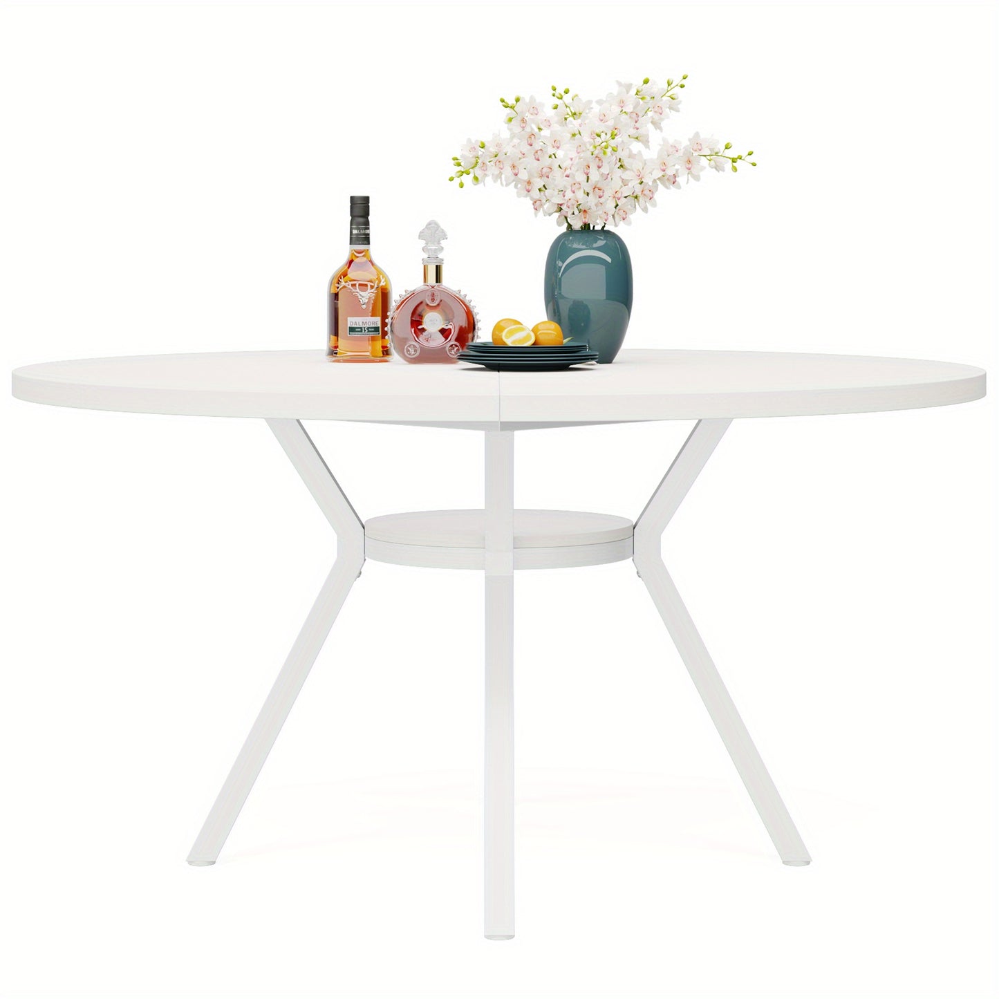 Eettafel – Ronde Tafel – Keukentafel – Eetkamertafel – Appartement Tafel – 119 cm Diameter – MDF Tafelblad – Gouden Metalen Poten