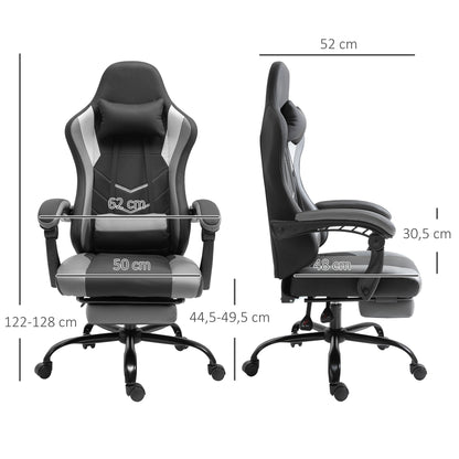 Ergonomische Gamingstoel – Bureaustoel – Draaistoel – Stoel Met Lendensteun – Gamingstoel Met Voetensteun – Verstelbare Rugleuning Tot 160 Graden – Hoogte Verstelbaar 62x52x128 cm – Zwart