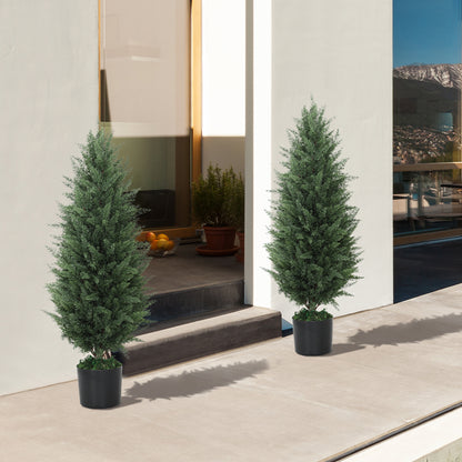 Kunstcipres – Kunstboom – Nepplant – Sierplant – Kamerplant – Set Van 2 – UV-Bestendig – 90 cm Hoog