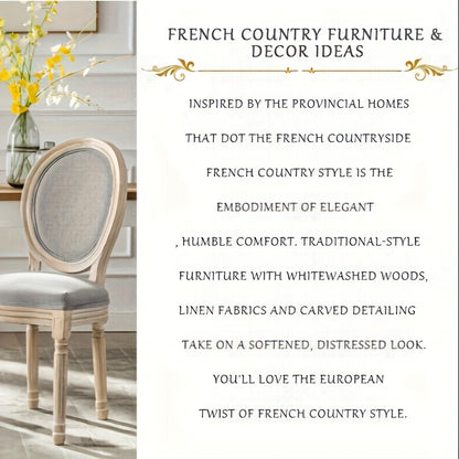 Franse Vintage Eetkamerstoel – Bistrostoel – Retro Stoel – Café Stoel – Eetstoel – Massief Houten Frame – Ergonomische Ovale Rugleuning – Met Comfortabel Kussen – Ademende Stof – Gemakkelijk Schoon Te Maken – Grijs – 1 Stuk