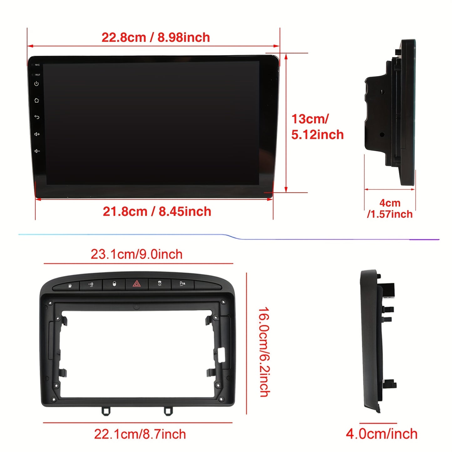 Multifunctionele 9-inch Auto Stereo – Car Radio – Multimedia Speler – Touchscreen Navigatie – Bluetooth Handsfree – Voor Peugeot 308 en 408 (2010-2013) – Draadloos Android Auto – Snelle Quad-Core Processor