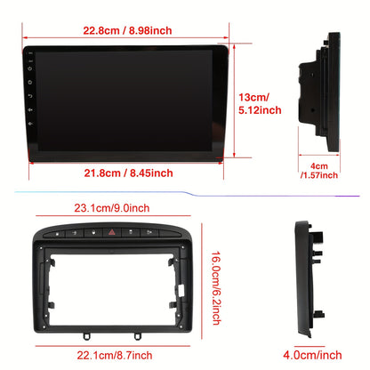 Multifunctionele 9-inch Auto Stereo – Car Radio – Multimedia Speler – Touchscreen Navigatie – Bluetooth Handsfree – Voor Peugeot 308 en 408 (2010-2013) – Draadloos Android Auto – Snelle Quad-Core Processor