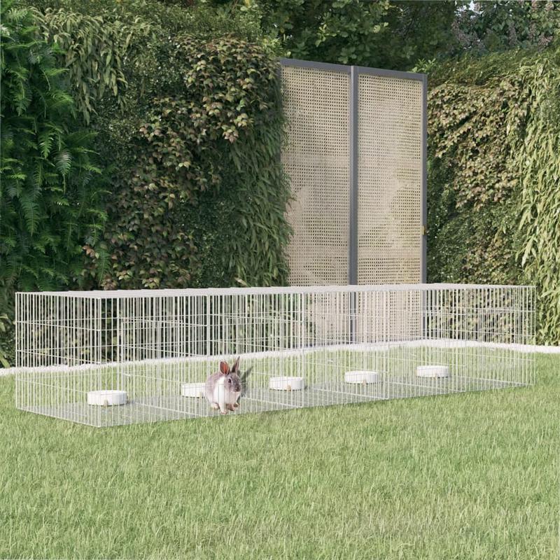 Konijnenkooi – Dierenren – Konijnenren – Hekwerk – Buitenren – 5 Panelen 273x79x54 cm – Gegalvaniseerd Ijzer – Goede Ventilatie
