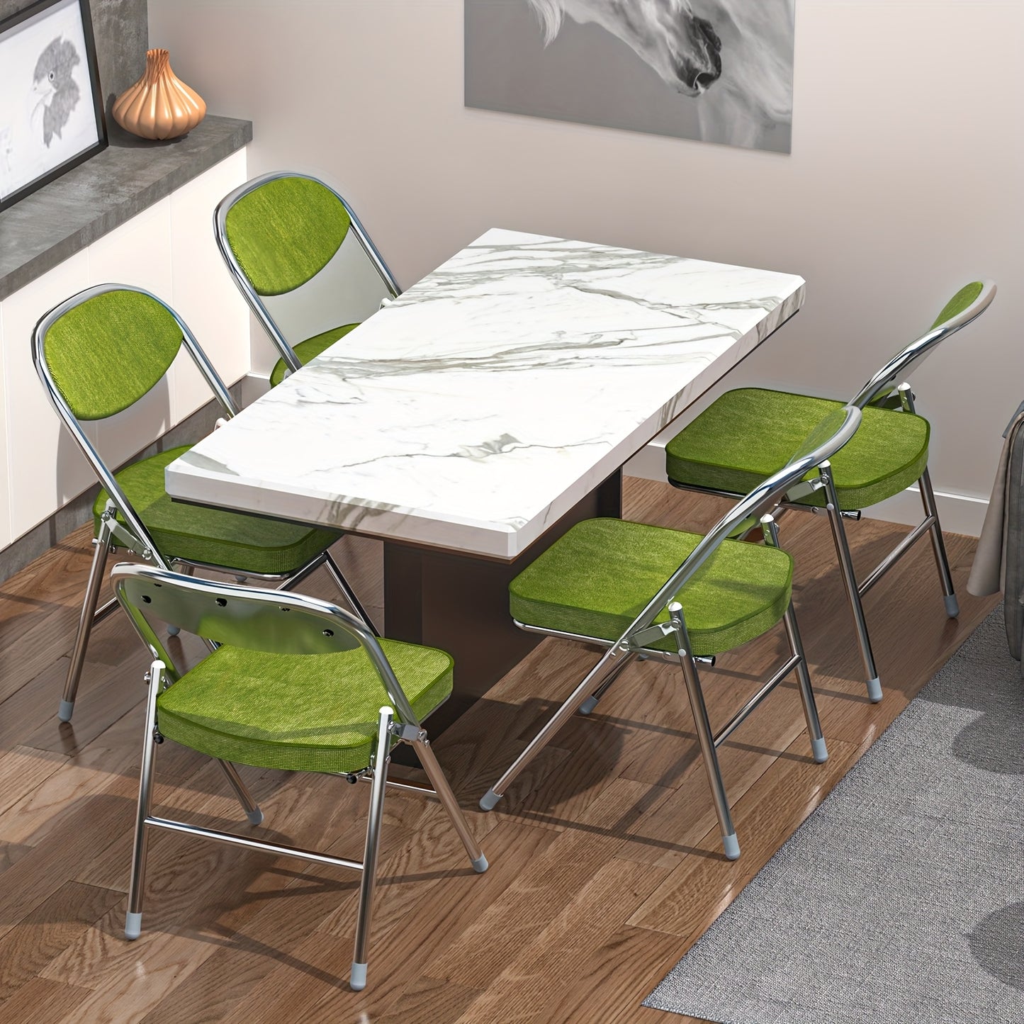 Klapstoel – Vouwstoel – Opvouwbare Stoel – Eettafelstoel – Tuinstoel – Set van 4 – Corduroy Fluweel – Comfortabele Gevoerde Zitting – Stevig Metalen Frame – Zithoogte 45 cm – Ruimtebesparend