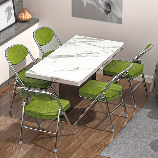 4pcs Corduroy Folding Chair Set - 41x41x79cm Portable Folding Chairs, Comfortable Padded Seat, for Indoors, Outdoors, Patio - Sturdy, Space-Saving, Seat Height 45cm (Olive Green), Compact Dining Seating, Space Saving Chairs,