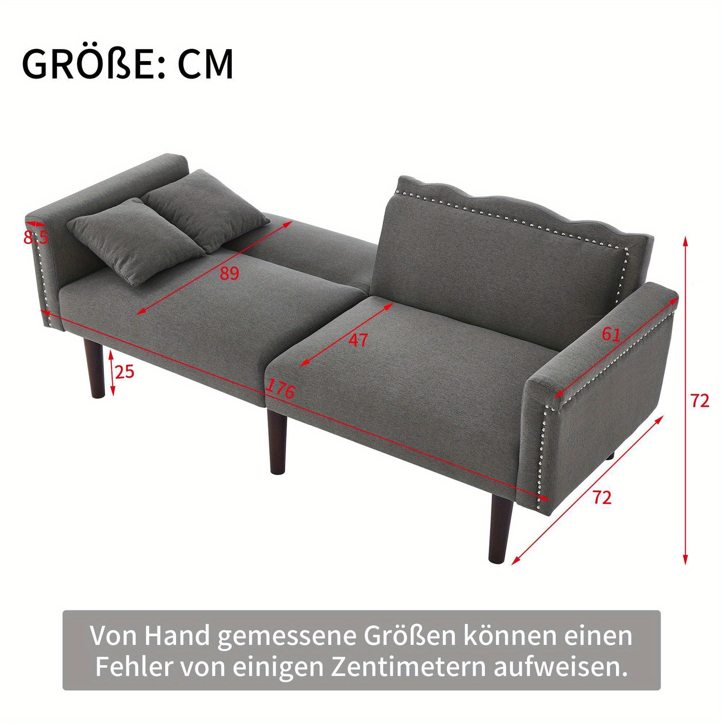 2-In-1 Bankbed – Slaapbank – Sofa Bed – Bedbank – Bank Sleeper – Verstelbare Rugleuningen – Houten Frame Donker Walnoot – Grijs – Comfortabel Schuim