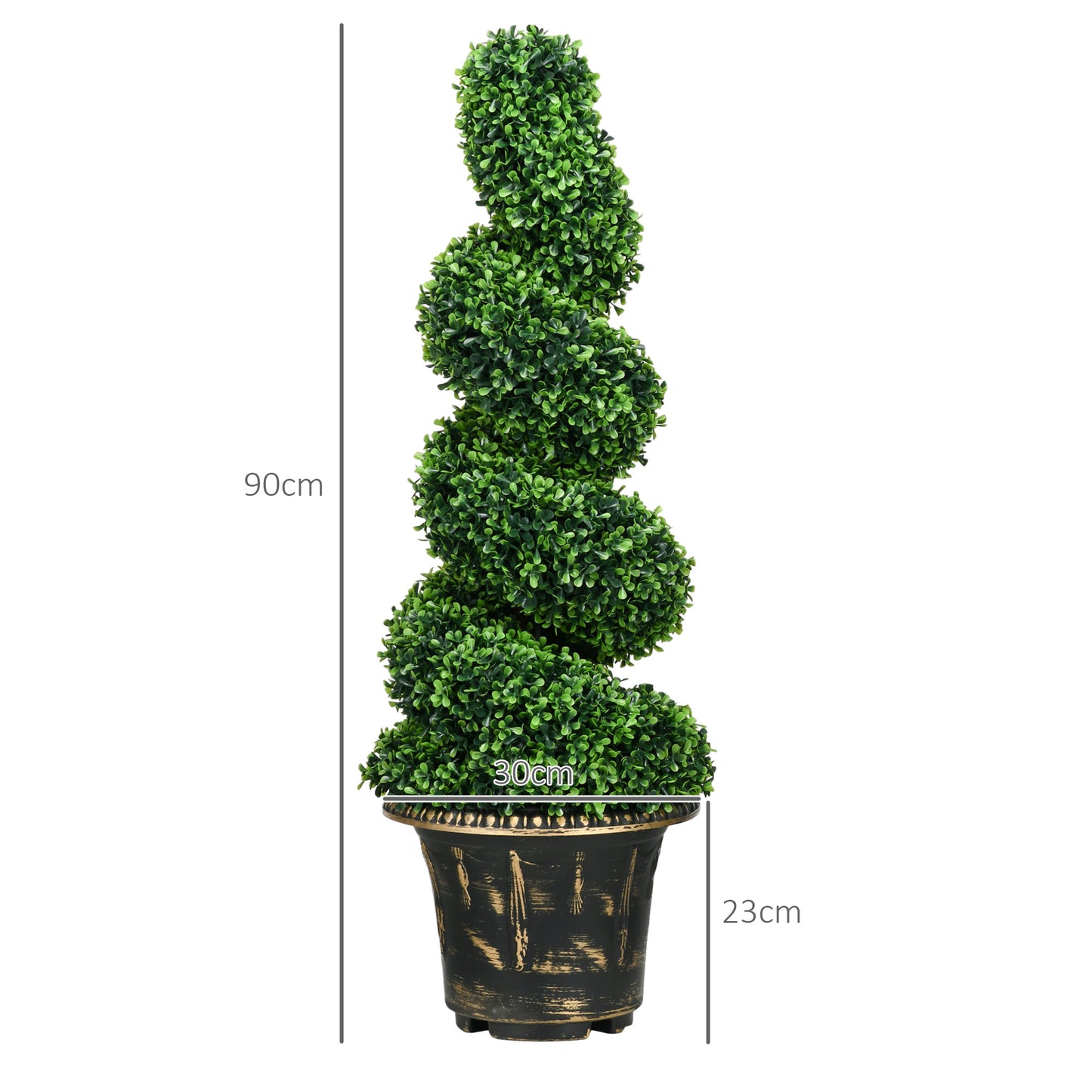 Kunstplanten Spiraalvormige Buxus – Kunstboom – Nepplant – Decoratieplant – Groen – Set van 2 – 90 cm Hoog – Inclusief Potten – Onderhoudsvrij