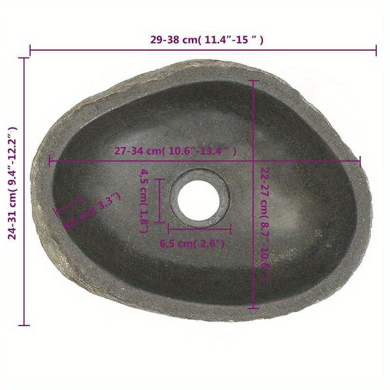 Oval River Stone Wastafel – Natuursteen Wasbak – Badkamer Fontein – Bovenop Wastafel – Steen Kom – 29-38x24-31 cm – Gemengde Kleur – Geen Hout – Makkelijk Schoon Te Maken