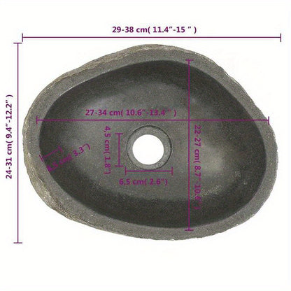Oval River Stone Wastafel – Natuursteen Wasbak – Badkamer Fontein – Bovenop Wastafel – Steen Kom – 29-38x24-31 cm – Gemengde Kleur – Geen Hout – Makkelijk Schoon Te Maken