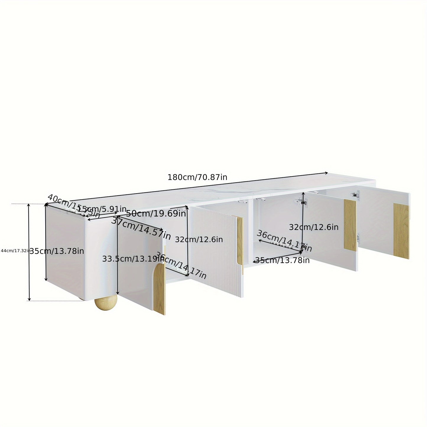 TV Meubel – TV Kast – TV Dressoir – TV Meubels – Televisiekast – Marmerlook Oppervlak – 180 cm Breed – MDF Met Houtfineer