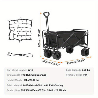 Bolderwagen – Inklapbare Wagen – Transportwagen – Strandwagen – Draagkracht 158 Kg – All-Terrain Wielen