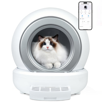 Zelfreinigende Kattenbak – Automatische Kattenbak – Elektrische Kattenbak – Kattenbak Met App – Grote Kattenbak – 65L Capaciteit – Infraroodsensor & Laag Instap 8cm