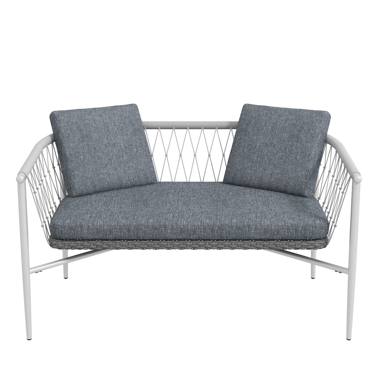 4-Delige Loungeset – Tuinmeubelset – Schommelstoel – Tuinstoelen – Loungestoelen – Grijs – Schommelfunctie – Weerbestendig Polyrattan Met Metalen Frame
