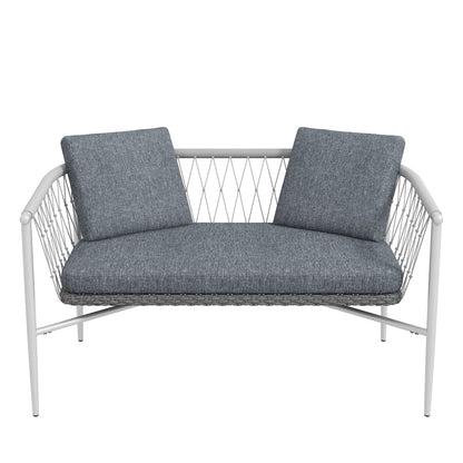 4-Delige Loungeset – Tuinmeubelset – Schommelstoel – Tuinstoelen – Loungestoelen – Grijs – Schommelfunctie – Weerbestendig Polyrattan Met Metalen Frame