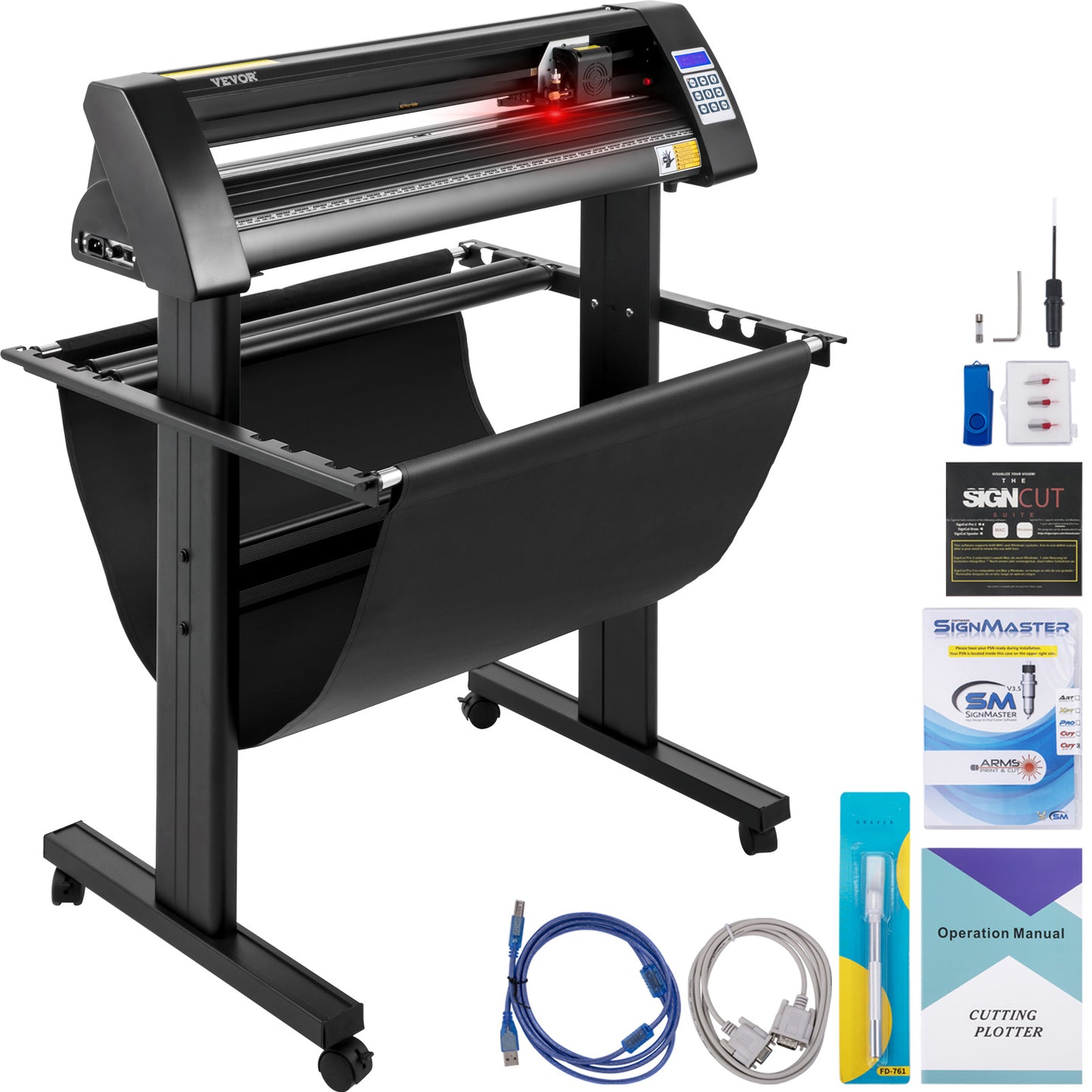 Vinylsnijder – Vinyl Cutter – Snijplotter – Snijmachine – Plotter – Ingebouwd Optisch Oog – 870 mm Snijbreedte – LED-Display