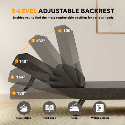 Slaapbank – Sofa Bed – Slaapbank Bed – Bedbank – Sofa Sleeper – Grote Maat – Snel Opvouwbaar – Massief Houten Armleuning – Lichtgewicht Grijs