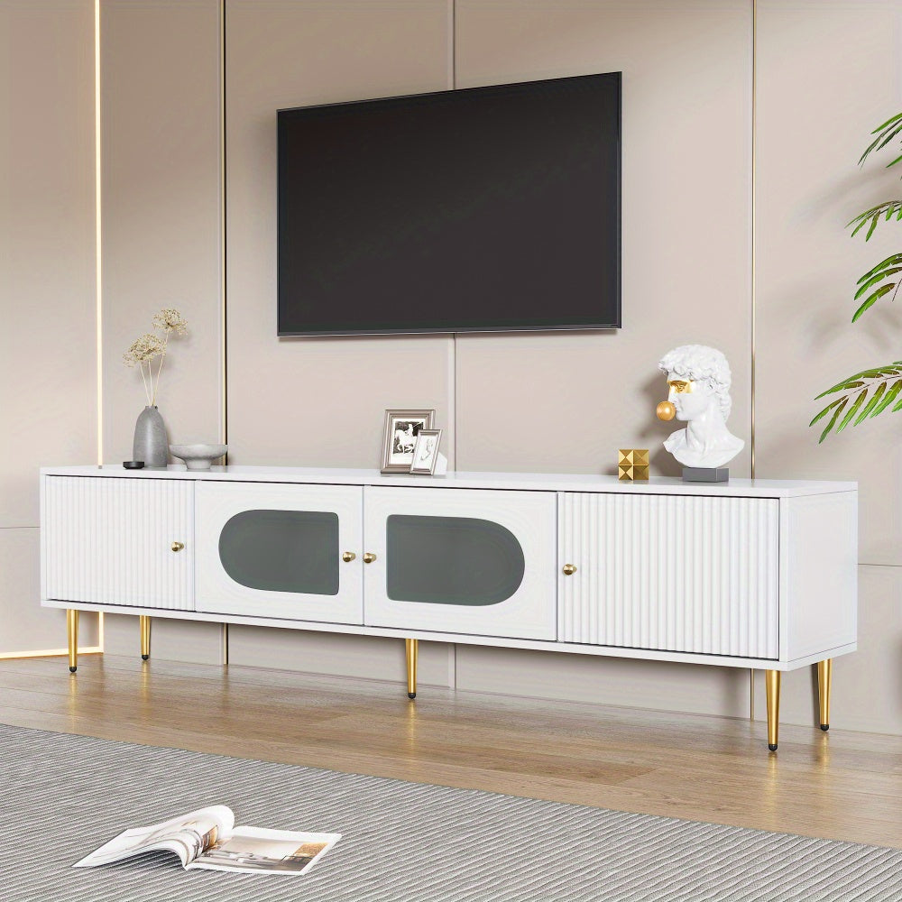 TV-meubel – Woonkamermeubel – Home Entertainment Meubel – TV-kast – Entertainmentkast – Wit met Gouden Accenten – 170x35x50 cm – Draagvermogen 35 kg