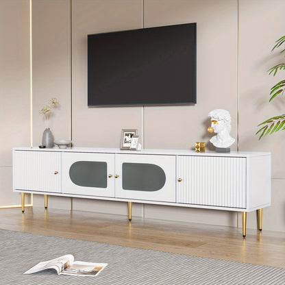 TV-meubel – Woonkamermeubel – Home Entertainment Meubel – TV-kast – Entertainmentkast – Wit met Gouden Accenten – 170x35x50 cm – Draagvermogen 35 kg