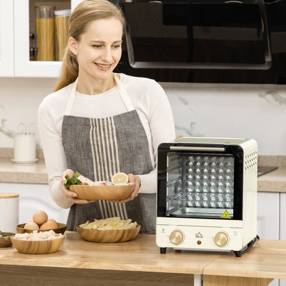 Mini Oven – Mini Ovenn – Tafeloven – Elektrische Oven – Creme Kleur – 15L Inhoud – 1000W Vermogen