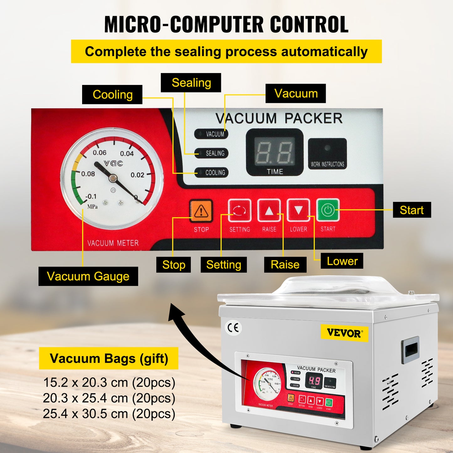 Vacuümkamer sealer – Vacuümmachine – Vacumeermachine – Vacuüm sealer – Vacuum sealer – Krachtige 950W motor – Grote kamer 44x42x7,5 cm