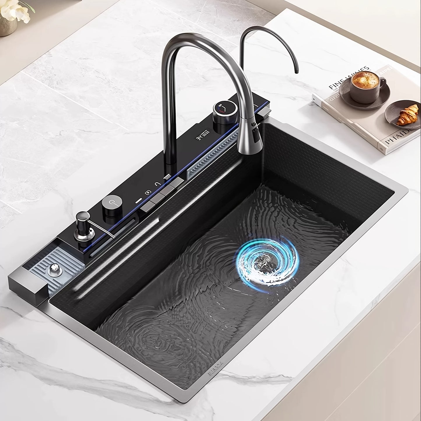 Spoelbak – Keukenspoelbak – Wasbak – Gootsteen – Enkele Spoelbak – Massief Koper 5,0 mm – Hydro-elektrische Stroom Ondersteuning