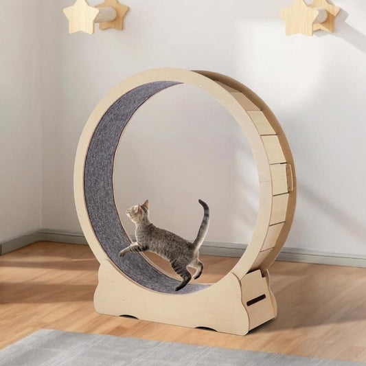 Large Wooden Exercise Wheel for s, Measuring 132 Cm, Designed for Indoor Use. This Treadmill Features a Removable Carpet And a Fishing Rod for Running, Walking, And Exercising, Accommodating Most s Weighing Up to 13 Kg.