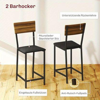 Barset – Barmeubel – Keukentafel – Krukken – Bistroset – Opvouwbare Tafel – Inklapbare Krukken – Stalen Frame – Compact Ruimtebesparend Design