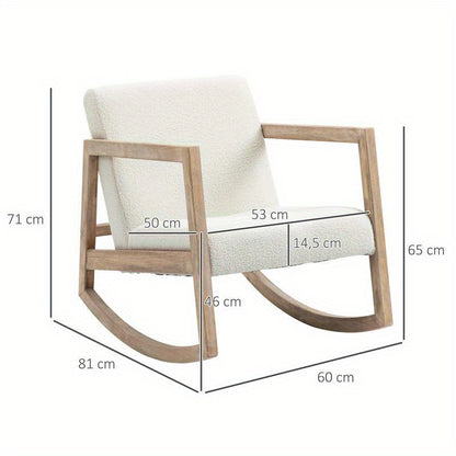 Draaifauteuil – Loungefauteuil – Relaxstoel – Draaistoel – Armstoel – Ergonomisch – Rubberwood Frame – Witte Zachte Bekleding – Verstelbare Rugleuning