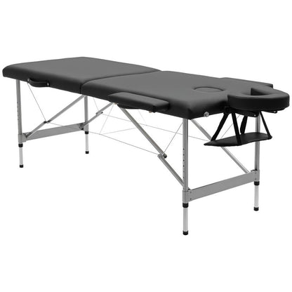 Portable Massage Table Featuring a Face Hole, Arm Supports, Hand Rests, And Dimensions of 186 Cm X 71 Cm X 83 Cm.
