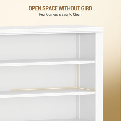 Modern White Freestanding Shoe Cabinet Compatible for 21-24 Pairs of ( Footwear) - Adjustable Shelves & Dividers, Space-Saving Narrow Design, Easy Assembly, Heavy-Duty Artificial Wood with Stable Base - Entryway, Living Room, - QUORE
