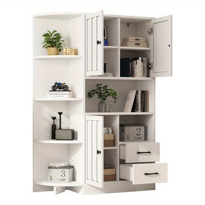 Hoekkast – Opbergkast – Hoekmeubel – Kast – Ladekast – Wit – 14 Opbergvakken – Ruimtebesparend Design – 104x35x155 cm – Stevige Duurzame Constructie