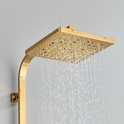 Douche Set – Douchekop – Regendouche – Handdouche – Badkraan – Gouden Afwerking – Messing Materiaal – 3 Functies