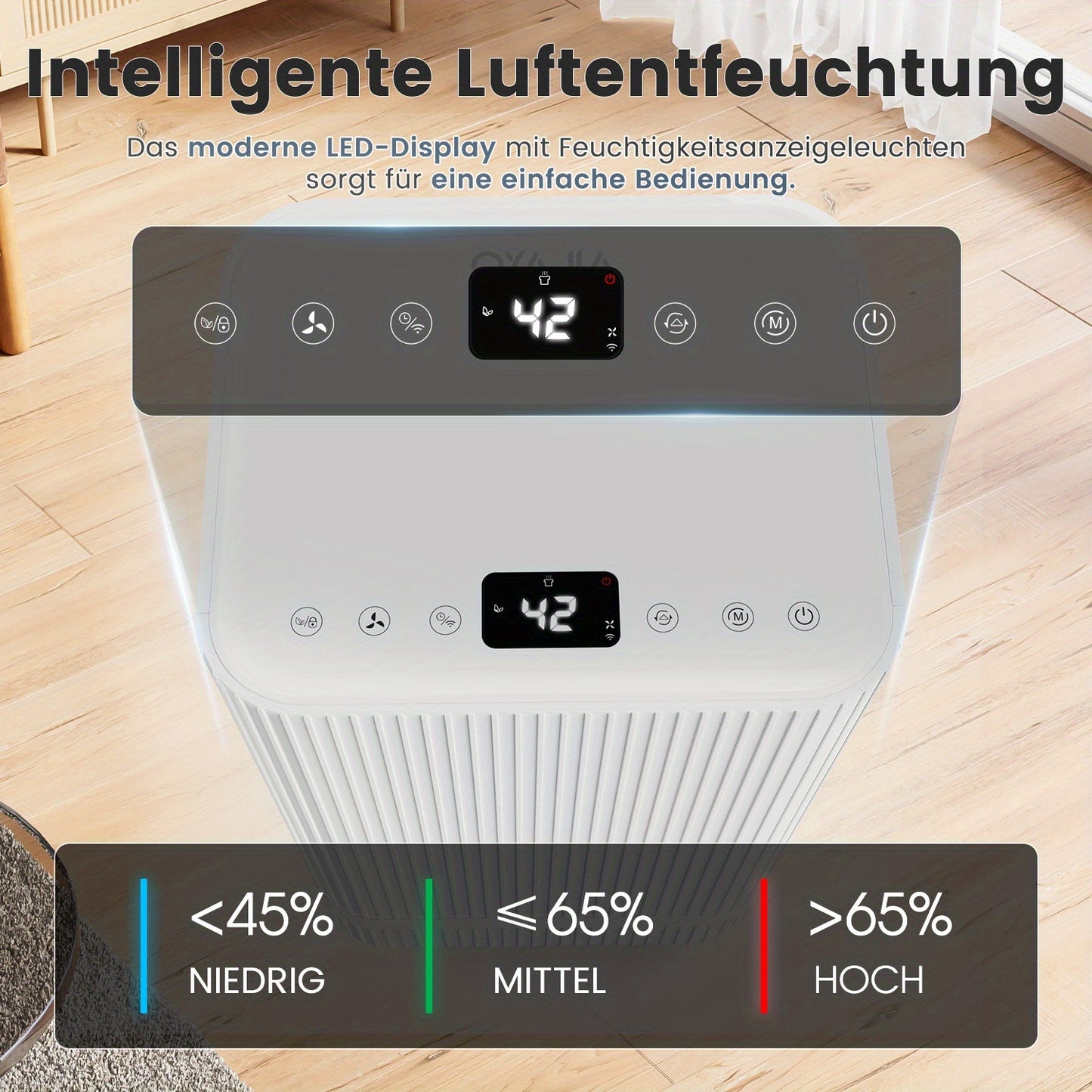 Wi-Fi App Dehumidifiers for Home 14L/Day Compressor Dehumidifier for Bedroom with Ultra-Quiet Sleep Mode Drying Clothes, Auto Off, 24H Timer, Continuous Drainage, Humidity Sensor, for Basement Home Damp