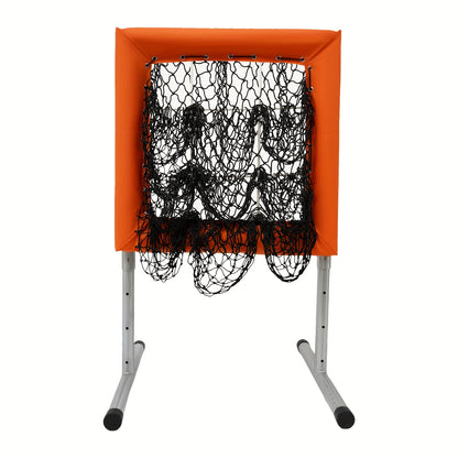 Honkbalnet – Trainingsnet – Oefennet – Slagnet – Werpnet – Verstelbare Hoogte 70-120 cm – Stalen Frame Met Polyester Net – Oranje/ Zwart – Draagbaar Vrijstaand Ontwerp
