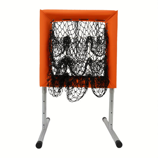 Honkbalnet – Trainingsnet – Oefennet – Slagnet – Werpnet – Verstelbare Hoogte 70-120 cm – Stalen Frame Met Polyester Net – Oranje/ Zwart – Draagbaar Vrijstaand Ontwerp