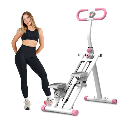 Stepper – Stepapparaat – Aerobic Stepper – Mini Stepper – Fitness Stepper – Verstelbare Weerstand 3 Niveaus – Inklapbaar Stalen Frame 120 kg – Antislip Pedalen Wit/Zwart