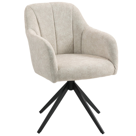 Draaifauteuil – Zwarte Fauteuil – Stoffen Stoel – Accentstoel – Lounge Stoel – 360 Graden Draaibaar – Stalen Pootjes – Beige