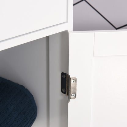 Kolomkast badkamer – kolommeubel – hoge kast – badkamerkast – kolomopberger – wit MDF – verstelbare planken – waterbestendig design