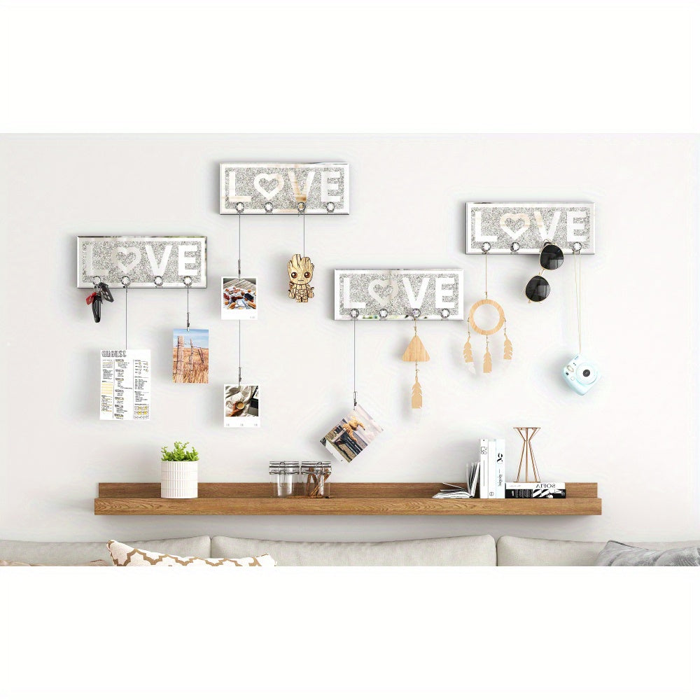 Kapstok – Wandkapstok – Wandhouder – Organizer – Ophangrek – Handgemaakt – 4 Stevige Haken – Spiegelafwerking met Glitteraccent