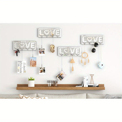 Kapstok – Wandkapstok – Wandhouder – Organizer – Ophangrek – Handgemaakt – 4 Stevige Haken – Spiegelafwerking met Glitteraccent
