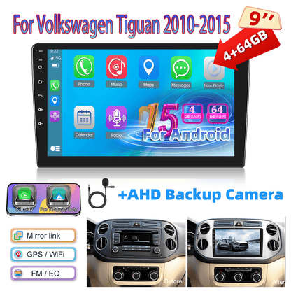 Android 15 Autoradio – Android Car Radio – Auto Multimedia Speler – Touchscreen Radio – Double Din Autoradio – 9 Inch IPS Scherm – Wireless CarPlay & AHD Achteruitrijcamera