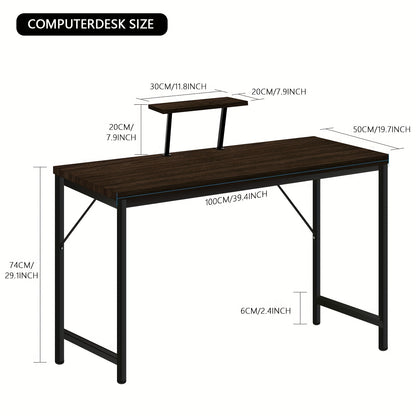 Ergonomic Home Office Desk With Monitor Stand | 100x50x75cm Space-Saving Computer Table | Commercial-Grade Office Desk 75cm Height